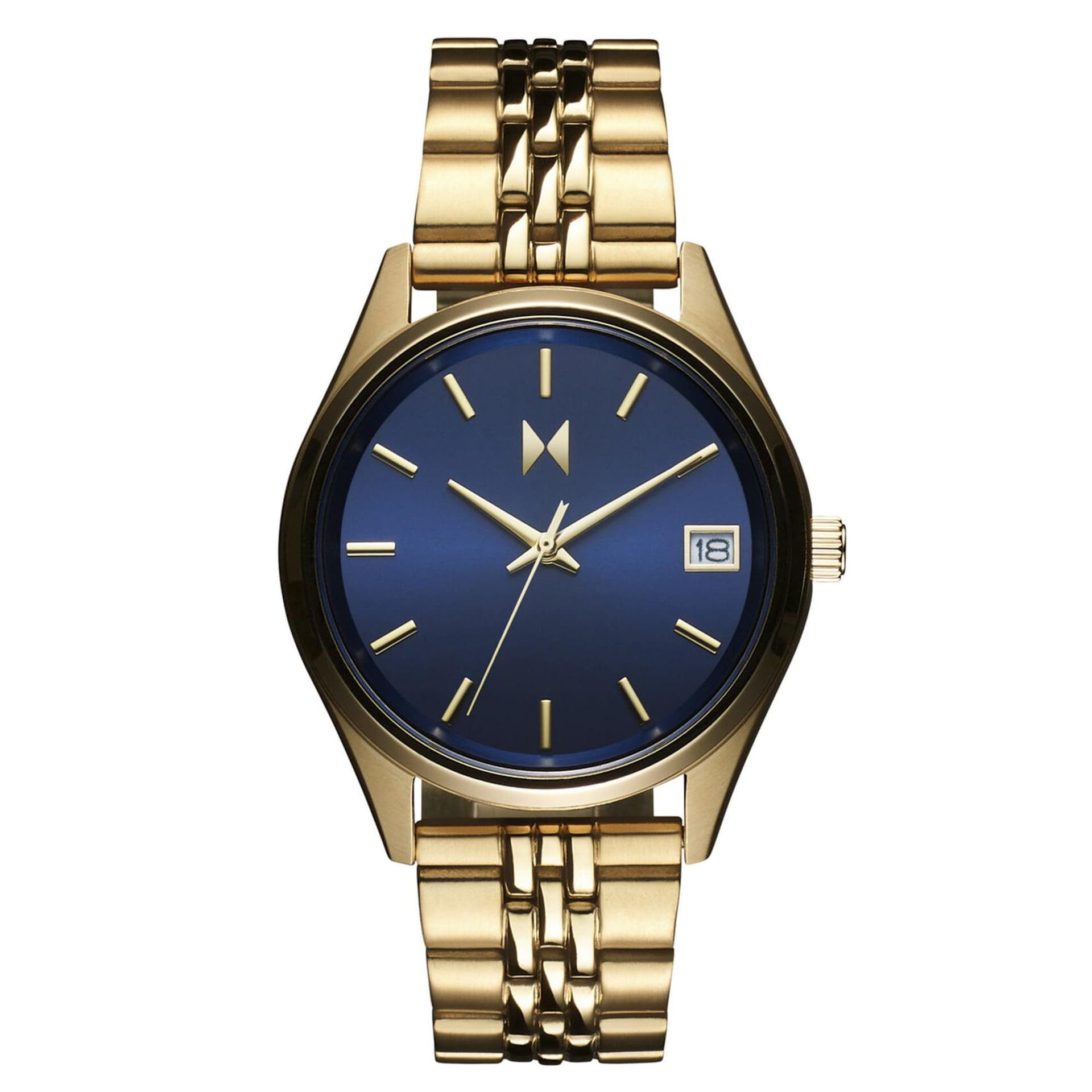 Ladies' Rise Boyfriend Gold-Tone Stainless Steel Watch Navy Dial