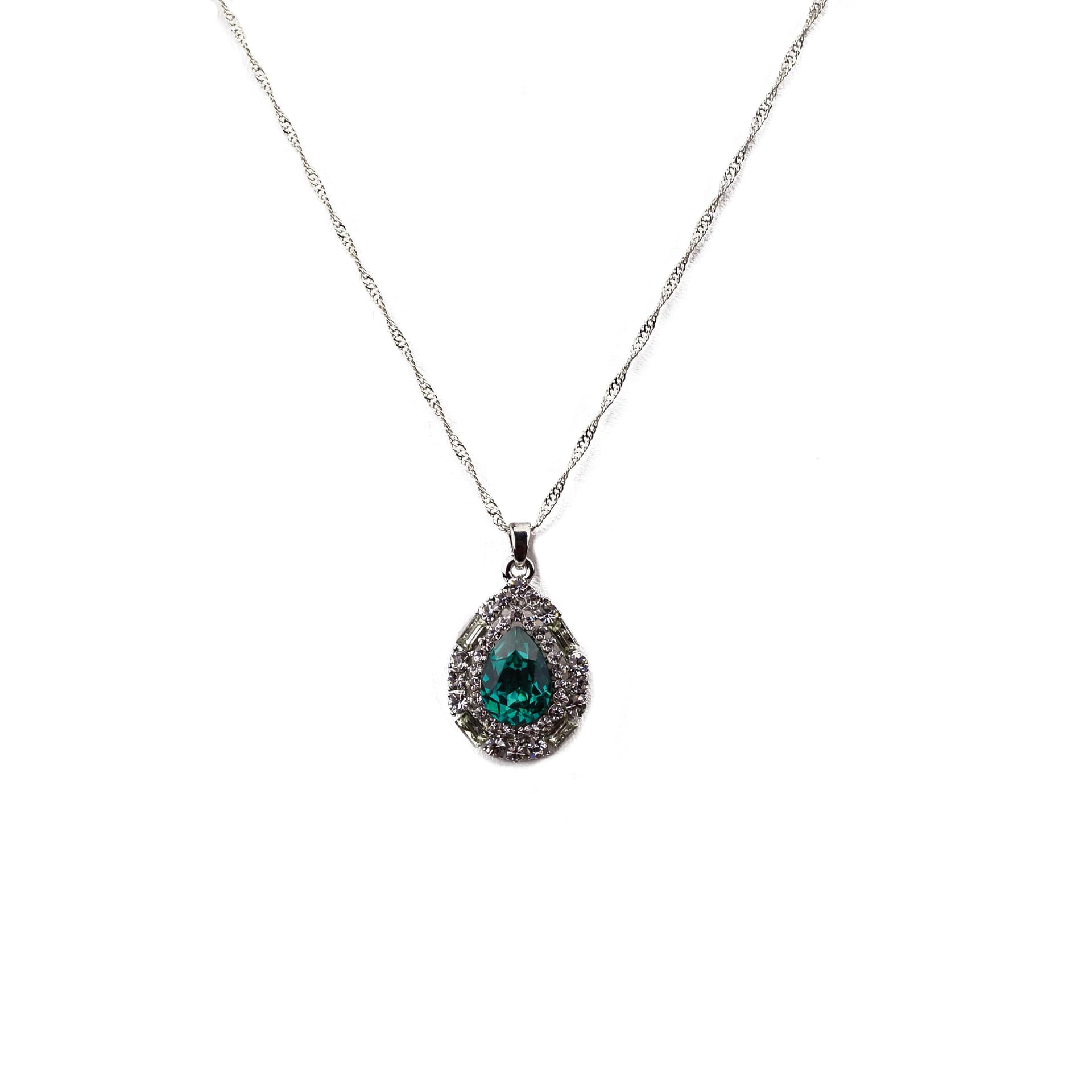 Art Deco Pendant Necklace in Aqua