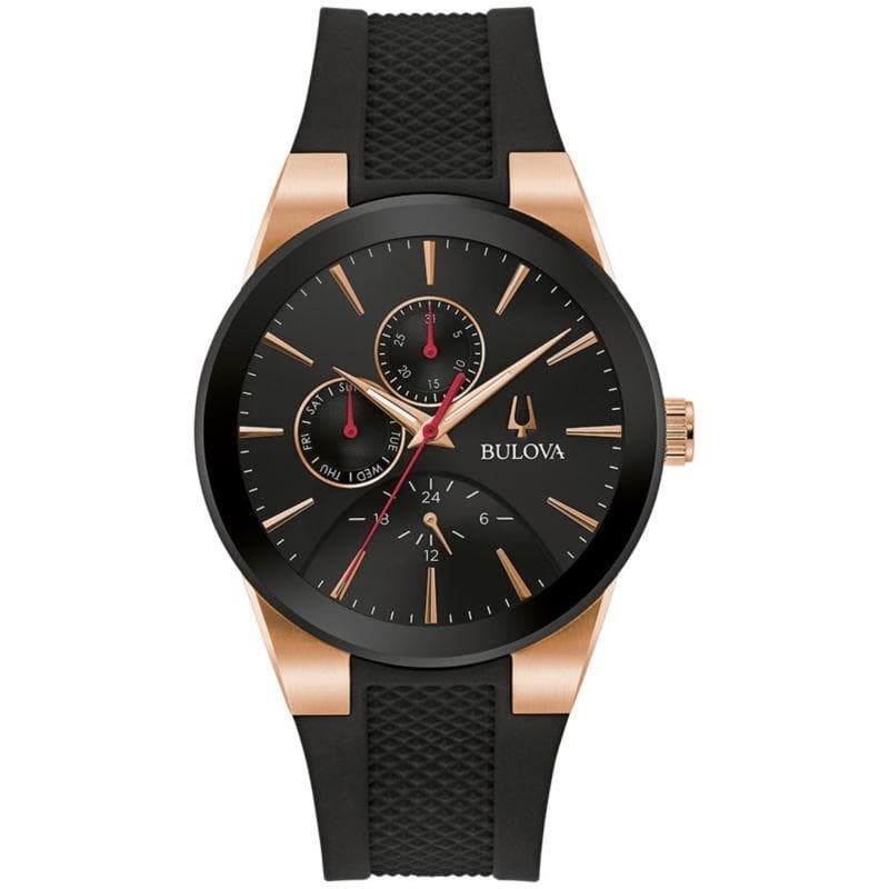 Mens Modern Millennia Silicone Strap watch, Black dial