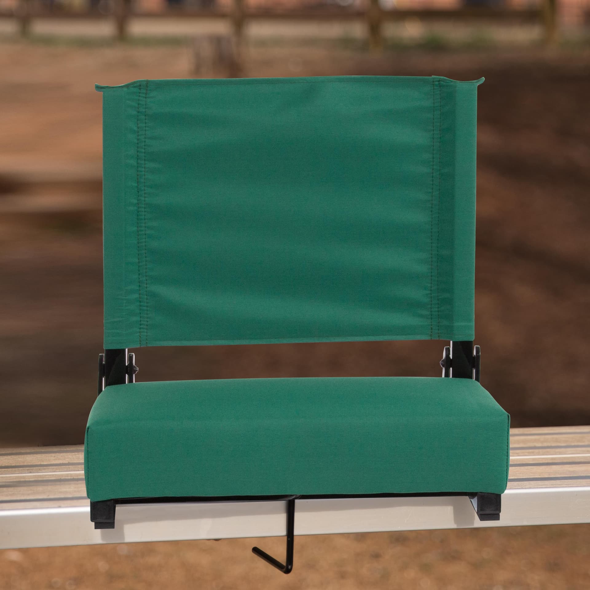 500 lb. Rated Lightweight Stadium Chair-Handle-Padded Seat, Hunter Green