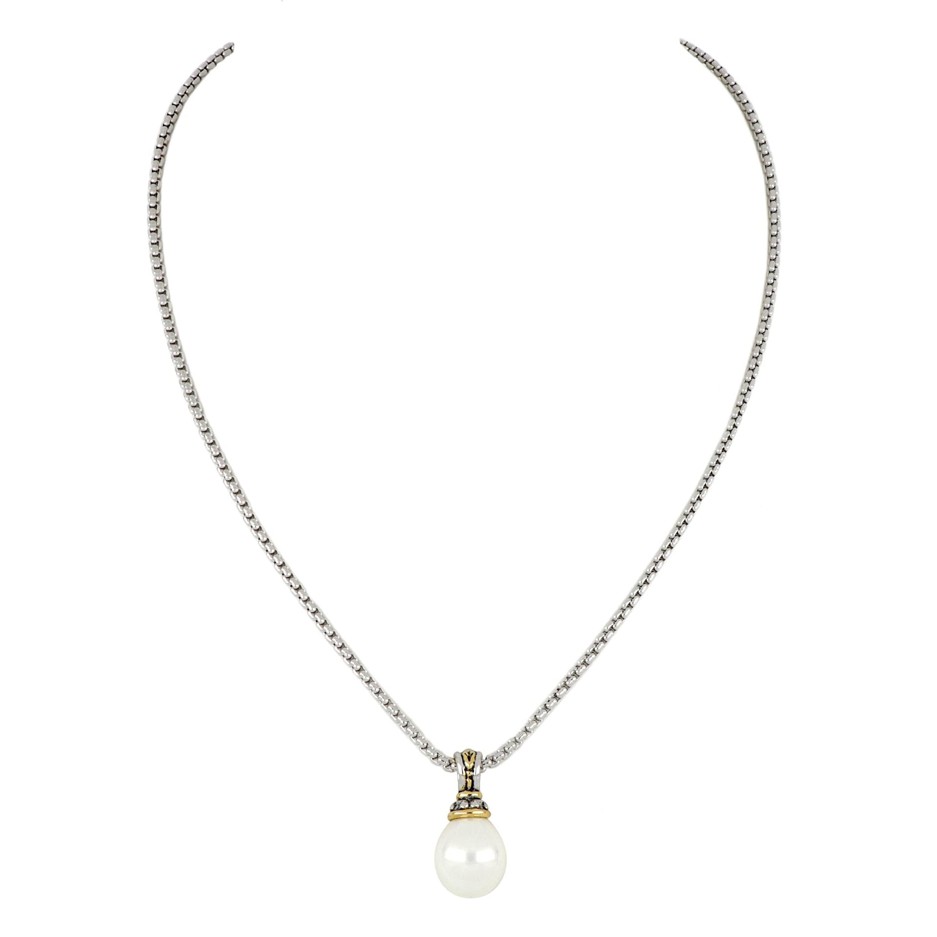 Ocean Images Collection Seashell Pearl Slider With Chain. Pendent: 1/2" x 1"Chain: 16" -18.5" adjus
