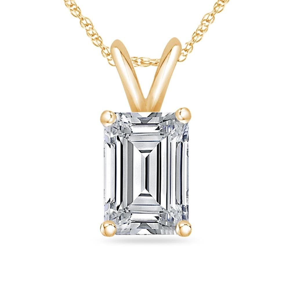 Emerald Shaped Pendant w/Chain Size 1.00ct