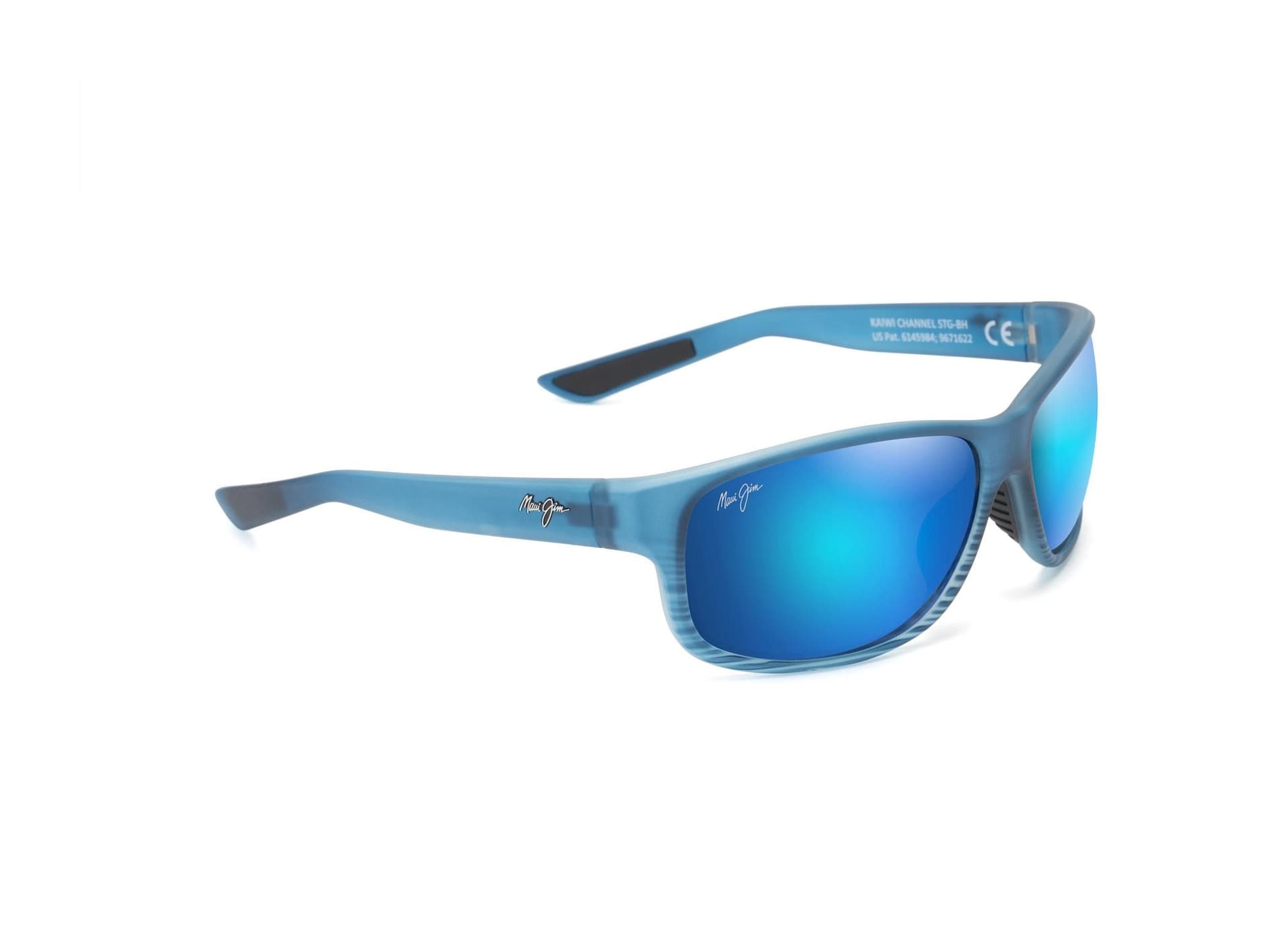 Kaiwi Channel Polarized Sunglasses Blue Black Stripe Frame Blue Hawaii Lens