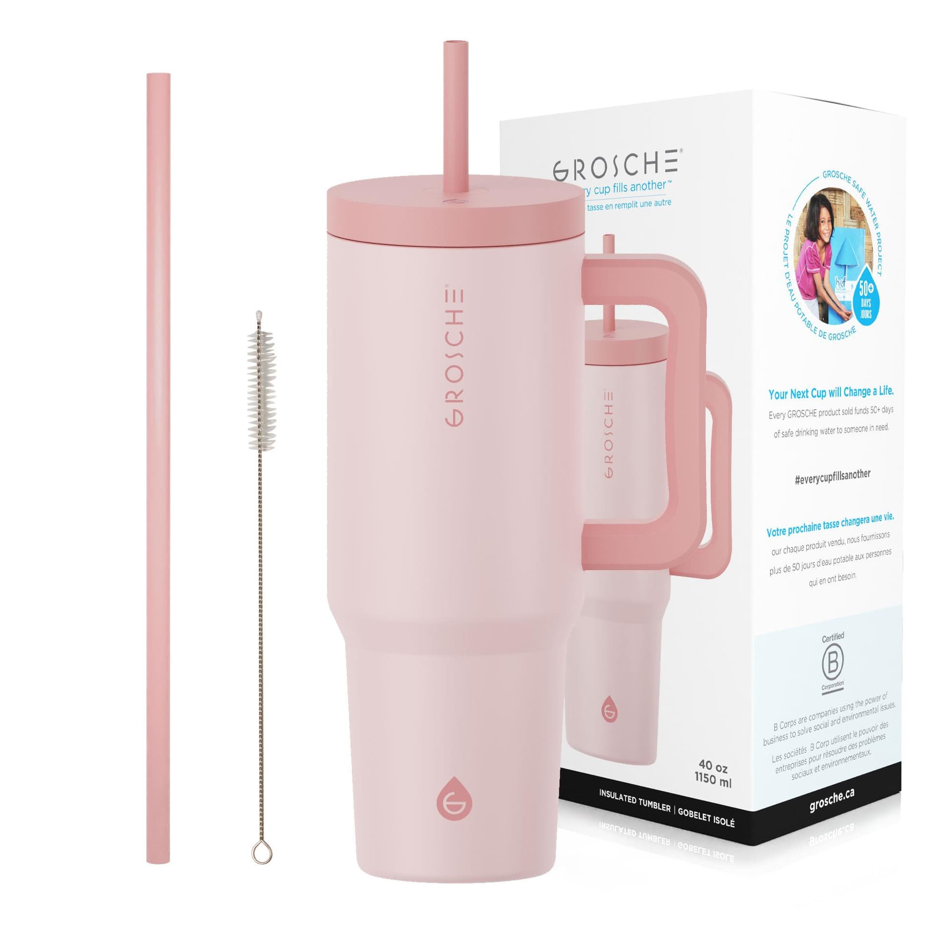 Aspen 40 oz. Insulated Straw Tumbler, Peach Rose Pink