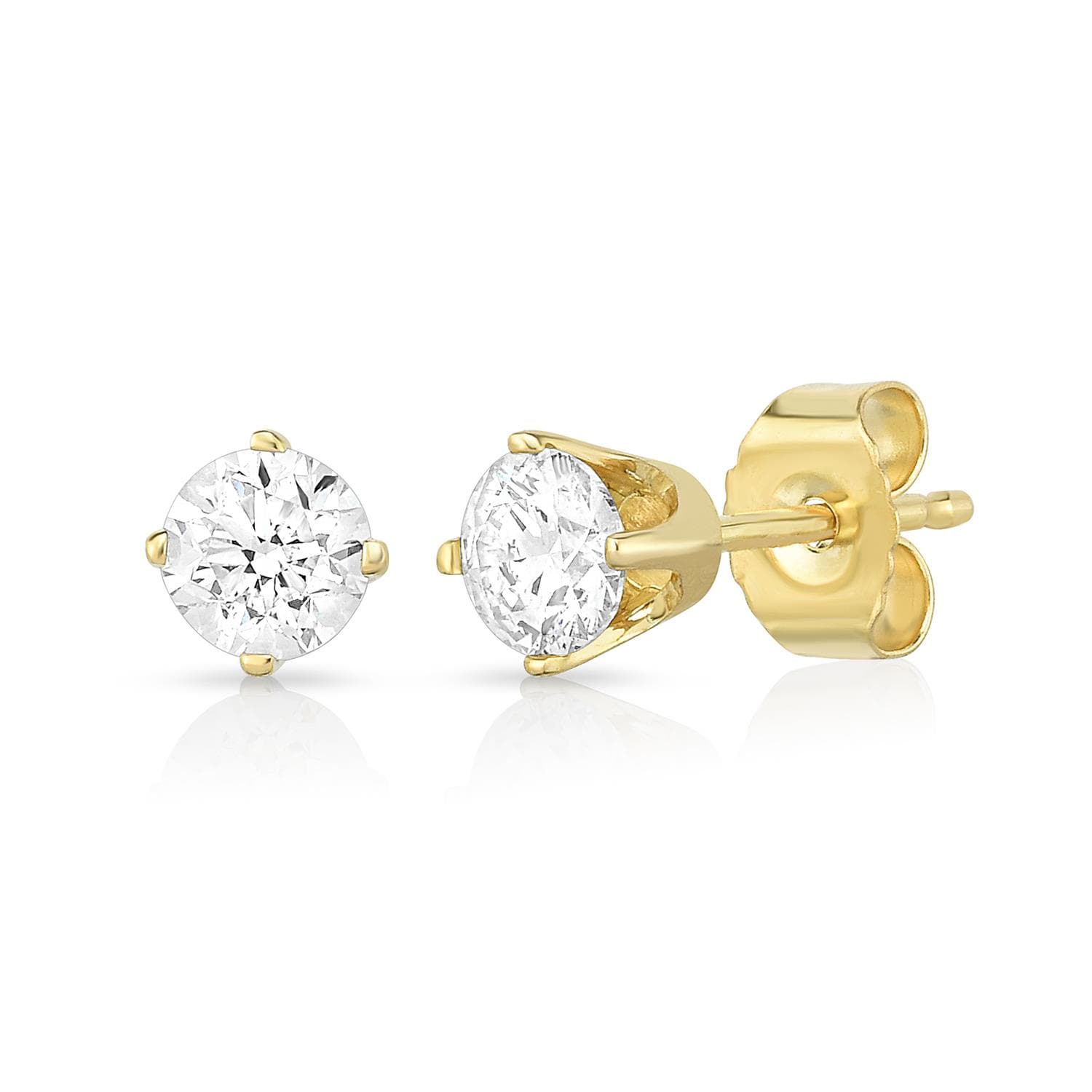 14k Yellow Gold Diamond Solitaire Earrings .20twt