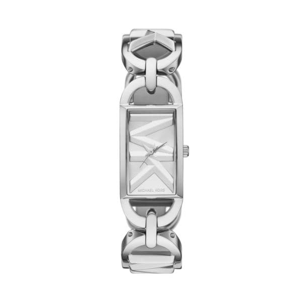 Ladies' Mini Empire Silver-Tone Stainless Steel Watch Silver MK Logo Dial