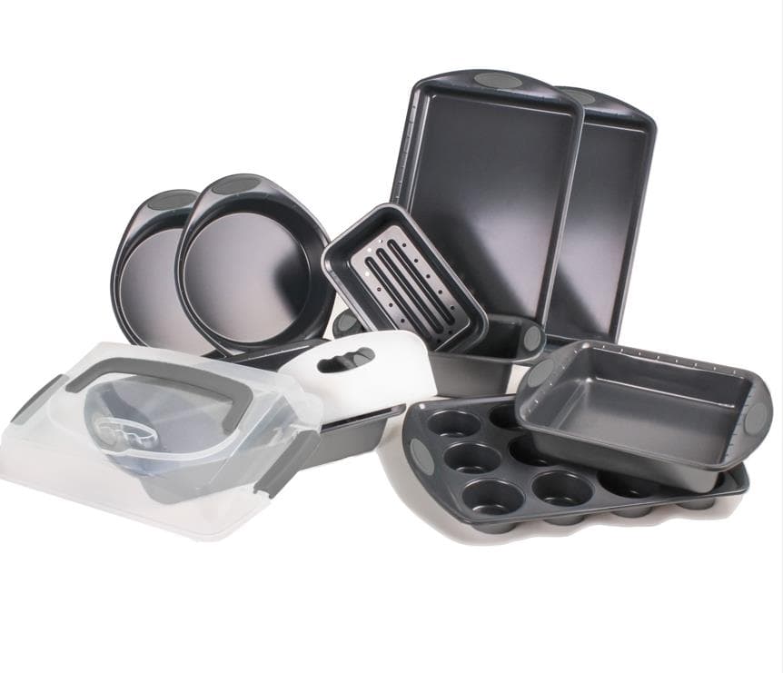 11pc Perfect Slice Bakeware Set, Silver/Silver