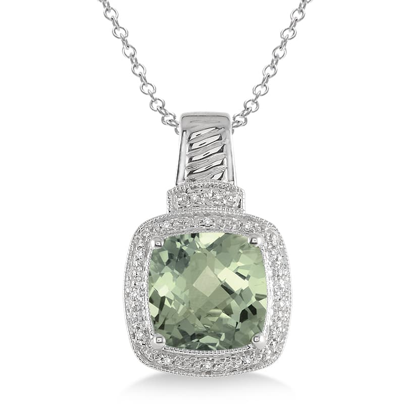 Green Amethyst & Diamond Necklace