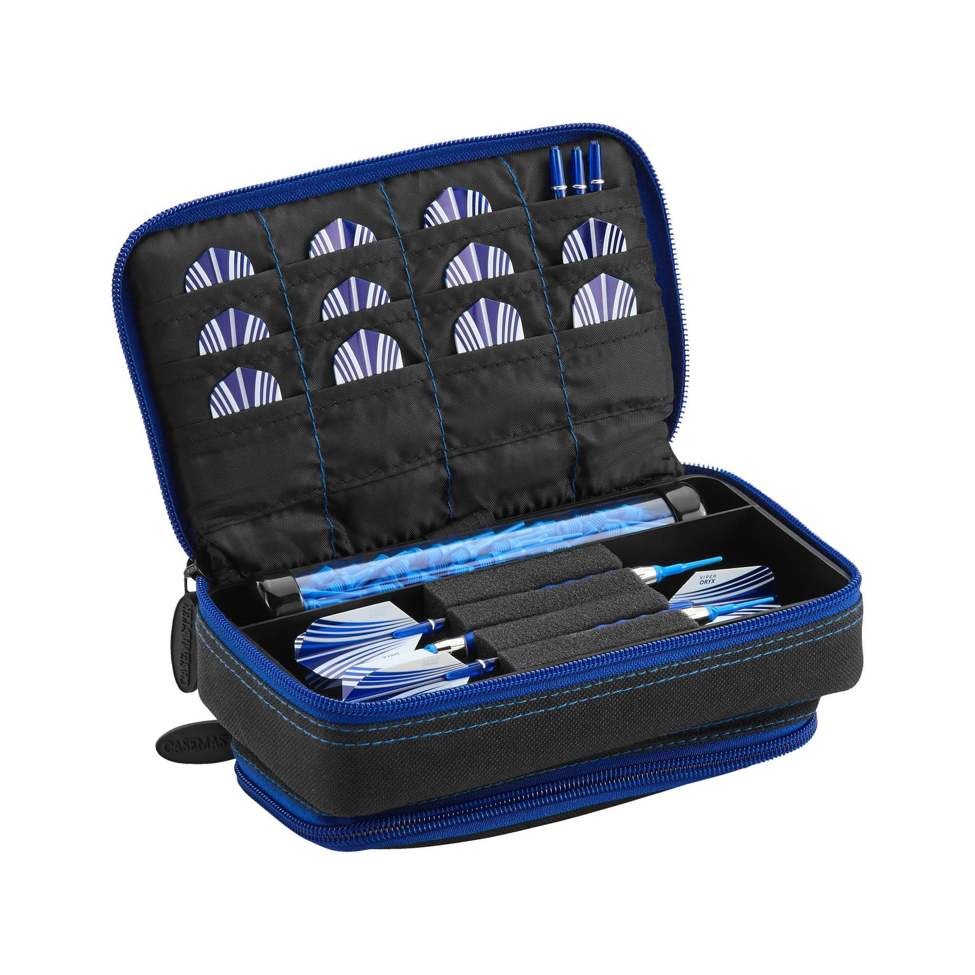 Casemaster Plazma Plus Dart Case Black with Sapphire Zipper and Phone Pocket