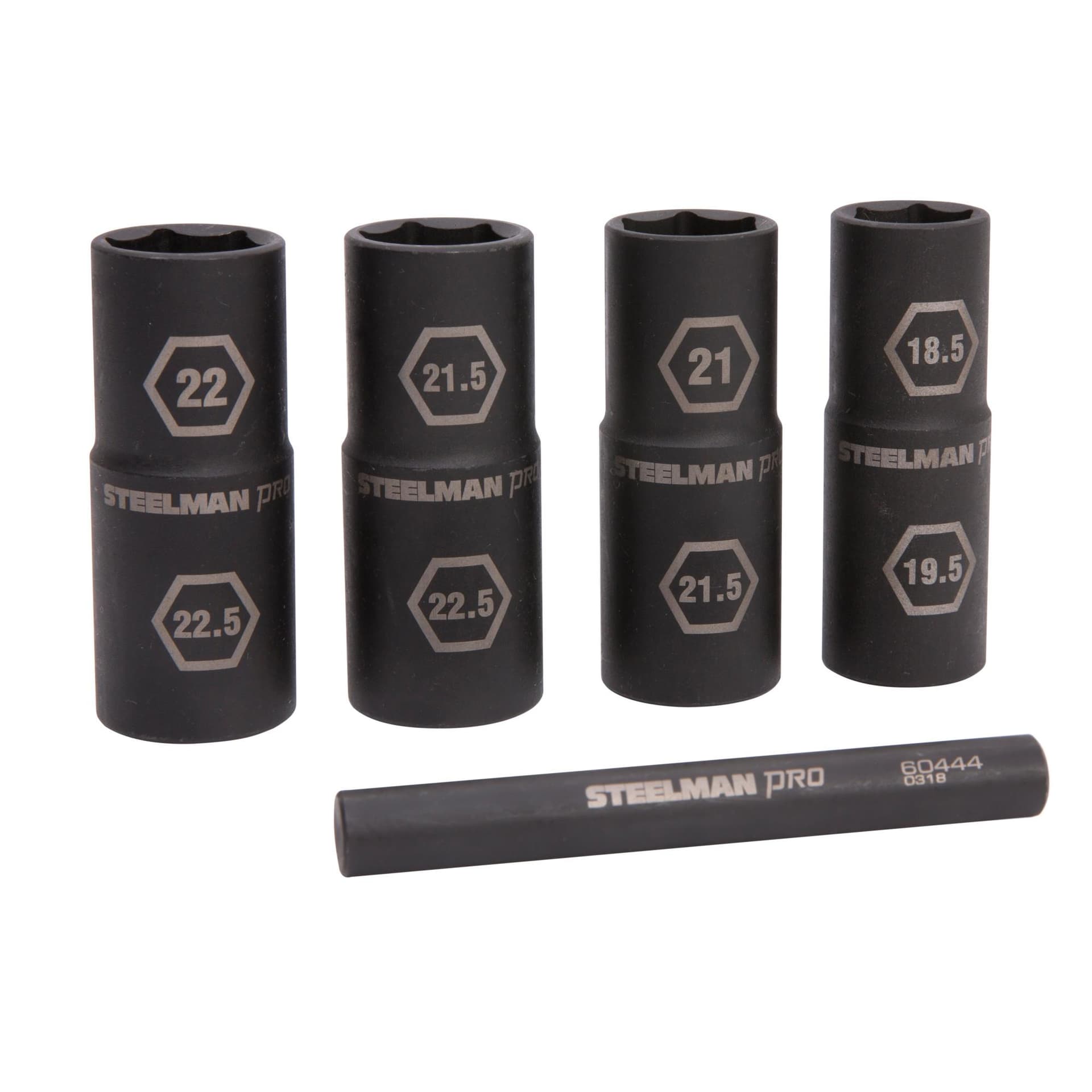 Steelman 5pc 1/2" Drive 6-Point Thin Wall Impact Flip Socket and Knockout Bar Set w/Half Sizes