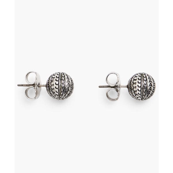 Monogram Ball Chain Studs - Light Antique Silver