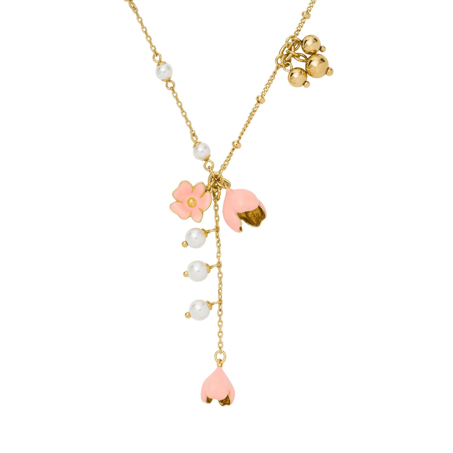 Golden Bloom Y Necklace - Pink/Gold