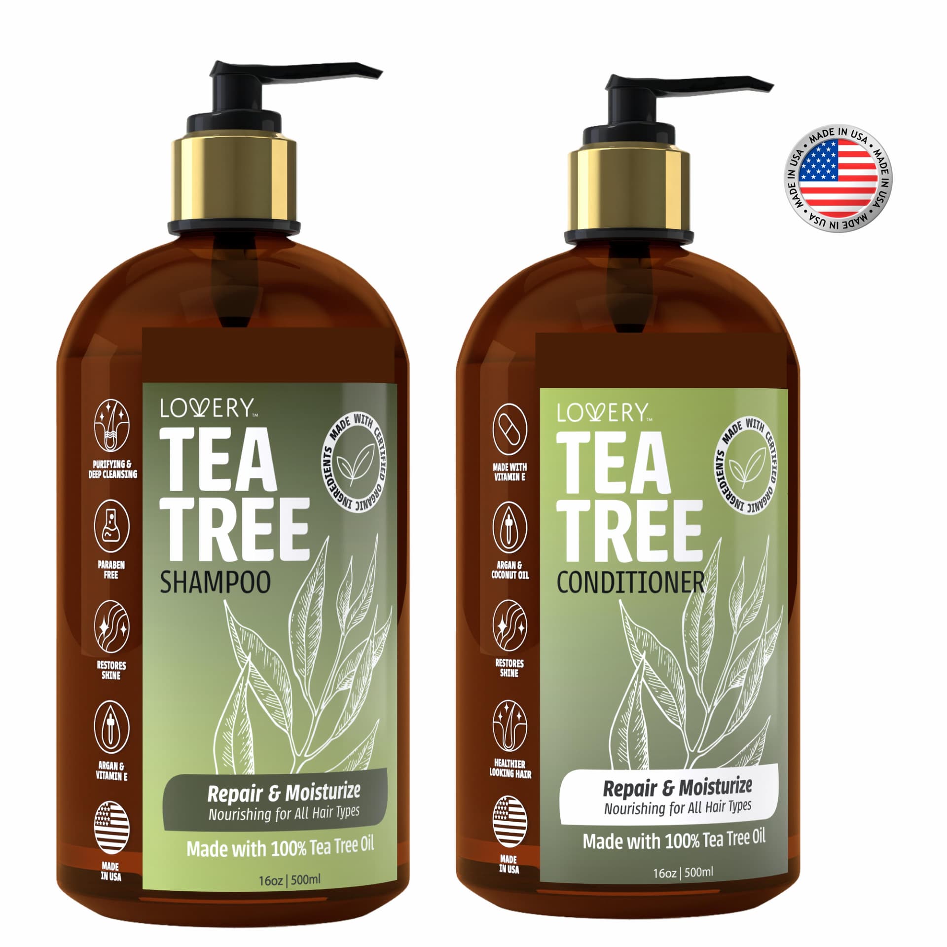 Tea Tree Shampoo & Conditioner Gift Set Size 2 Pieces
