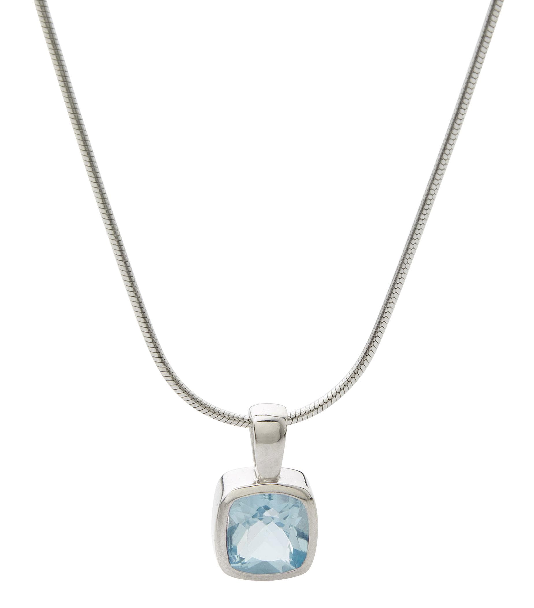 Blue Topaz Necklace w/ Snake Chain