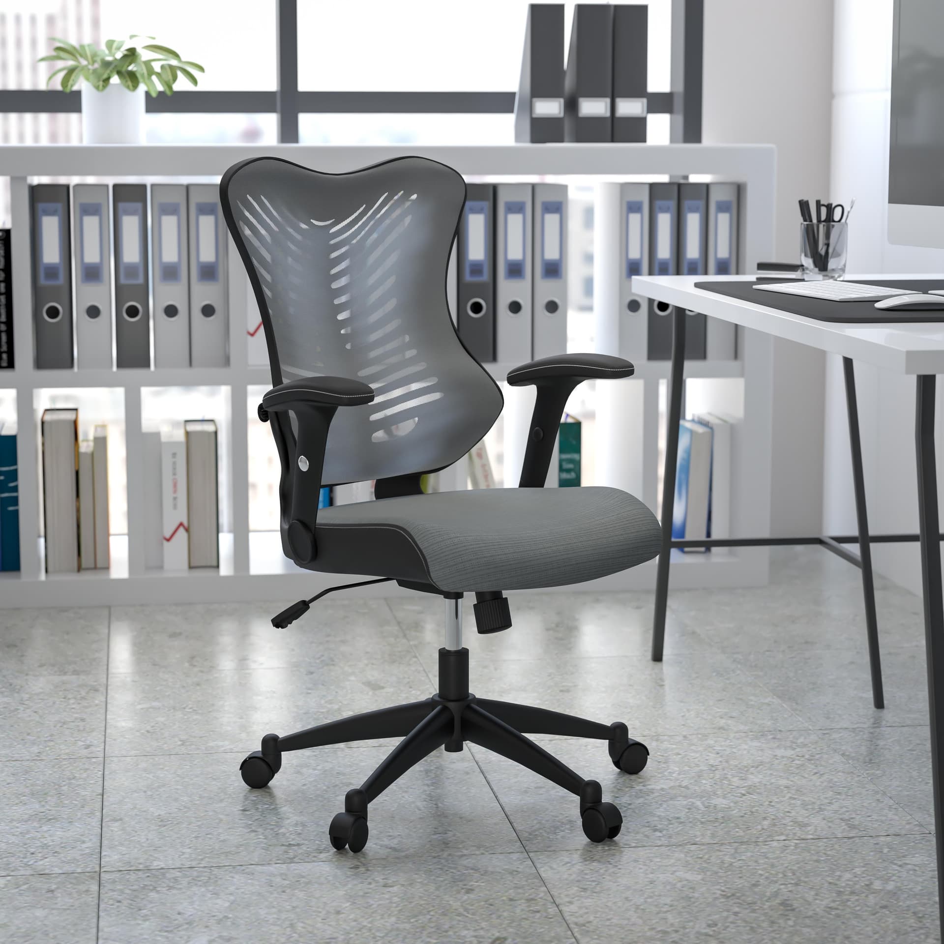 High Back Designer Gray Mesh Executive Ergonomic Chair with Adjustable Arms