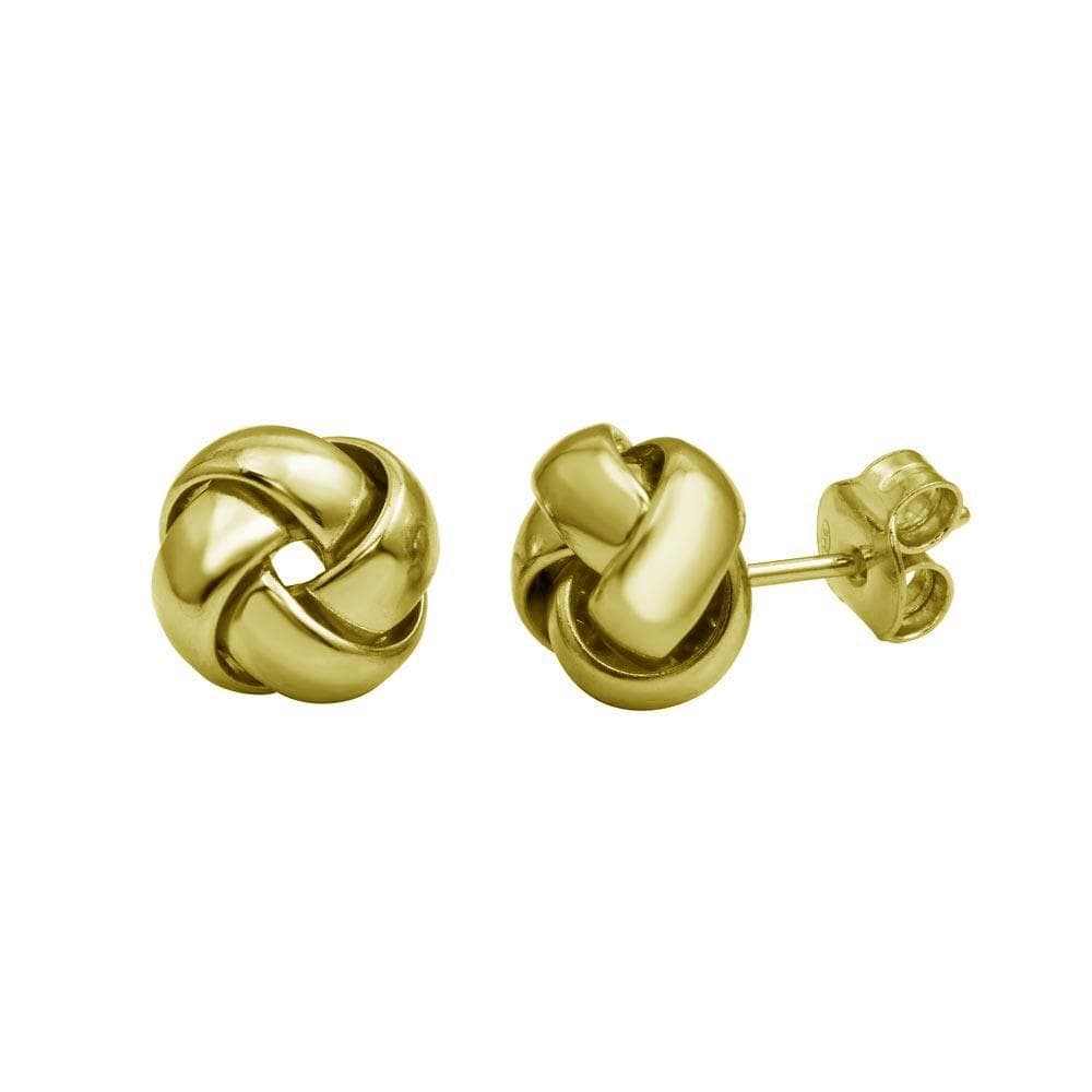 PARIKHS Gold Plated Knot Stud Earring in 925 Sterling Silver