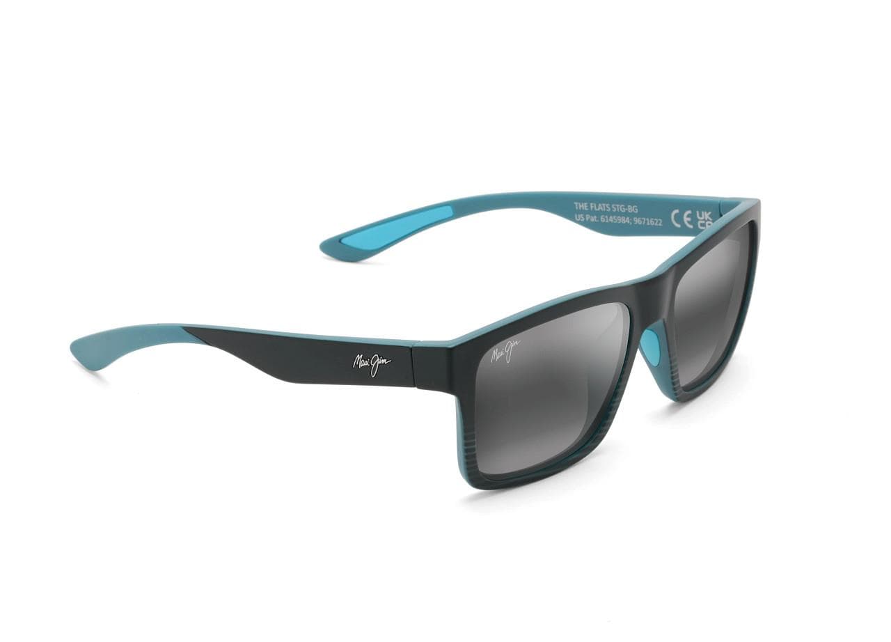 The Flats Polarized Sunglasses Black with Teal Frame Neutral Gray Lens