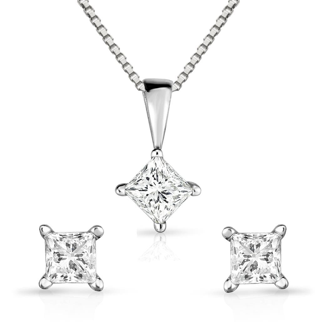 Diamond Earrings and Necklace Set