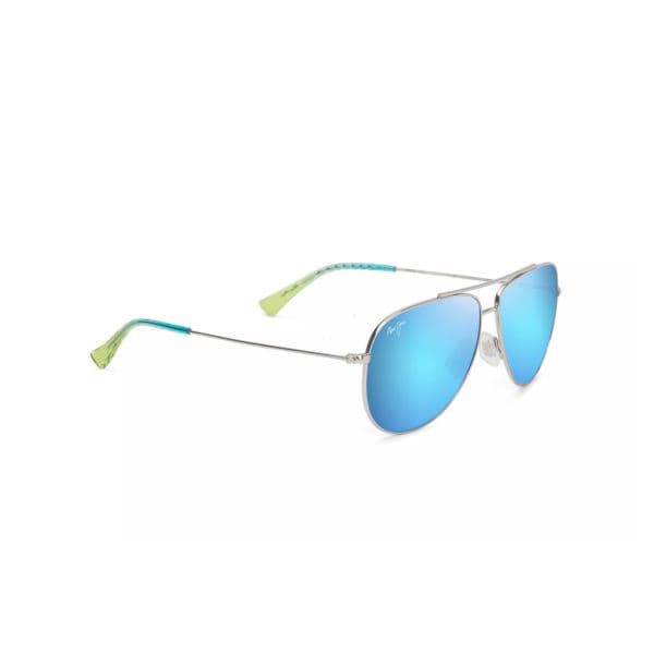 Hau'oli Polarized Sunglasses Shiny Silver Frame Blue Hawaii Lens