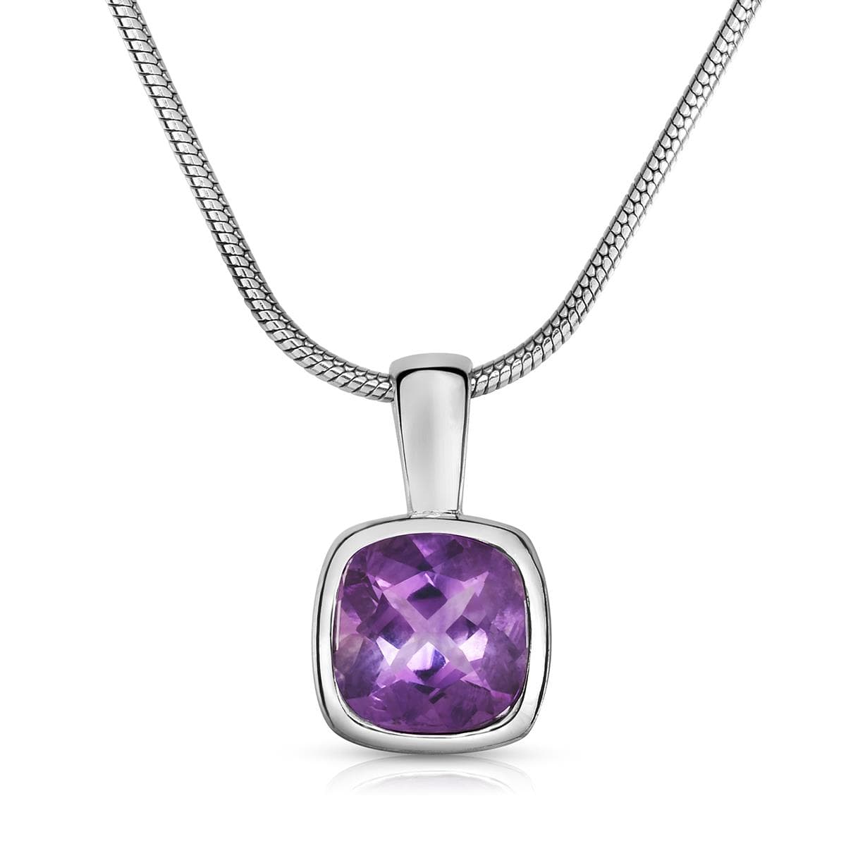 Purple Amethyst Necklace w/ Stainless Steel Chain