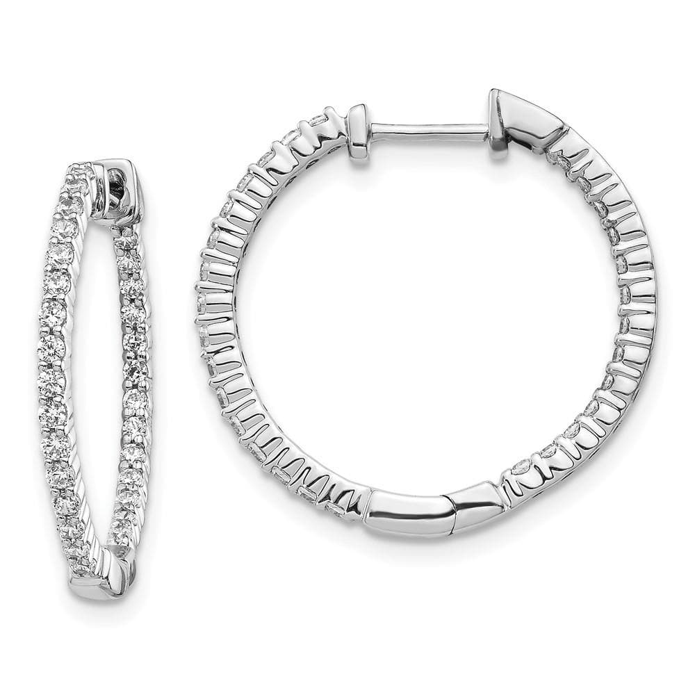 14K White Gold Spotlight Lab Grown Diamond In & Out Hinged Hoop Earrings, .64ctw
