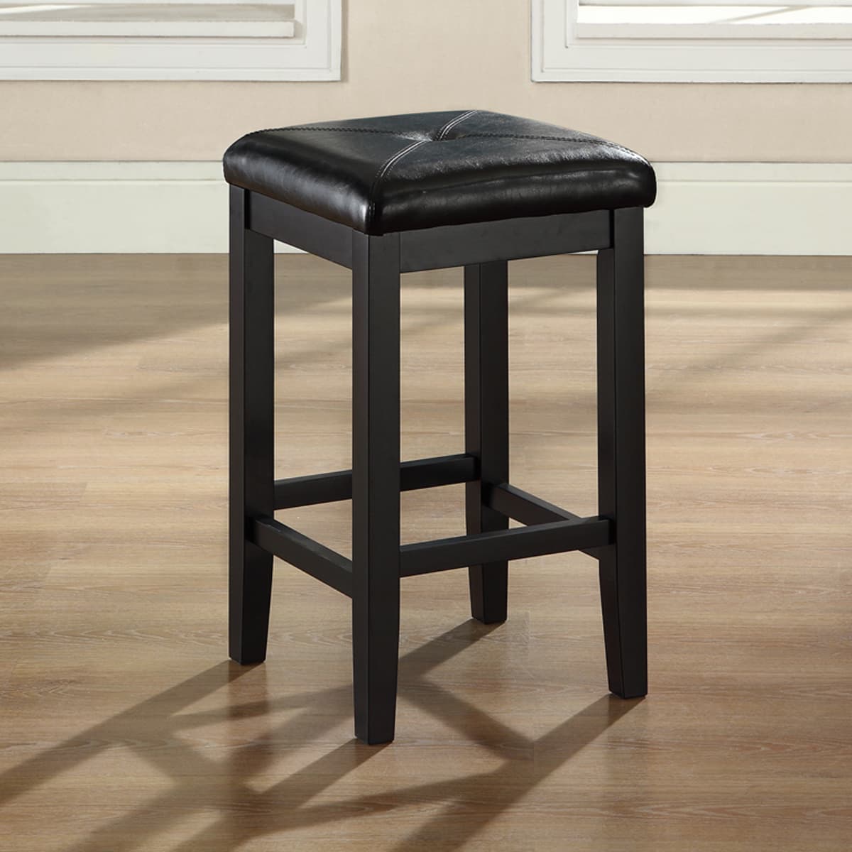 Upholstered Square Seat 2Pc Counter Height Bar Stool Set