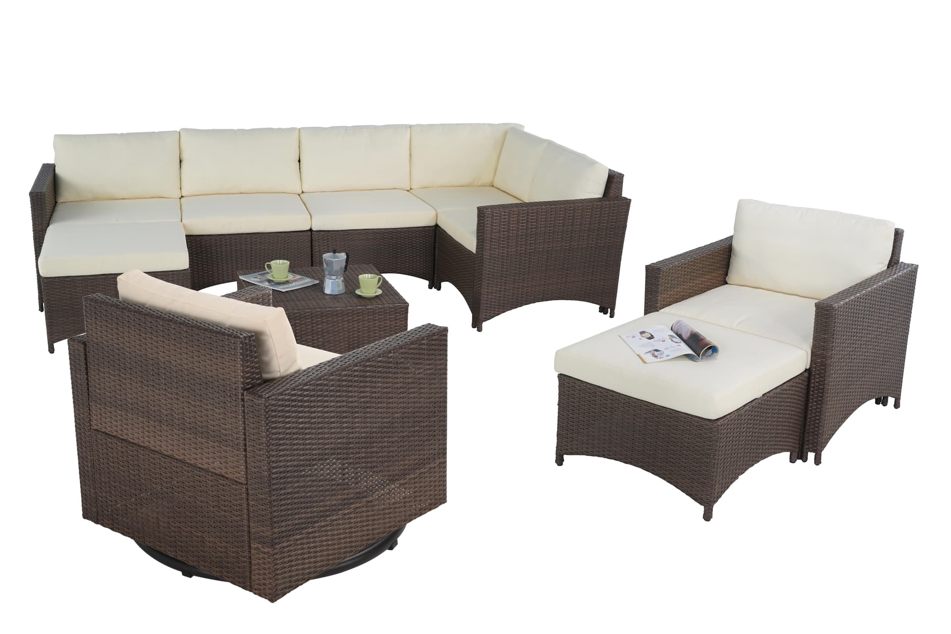 Studio Shine - Sectional Sofa, Arm Chair, Ottoman, Swivel Chair & Coffee Table