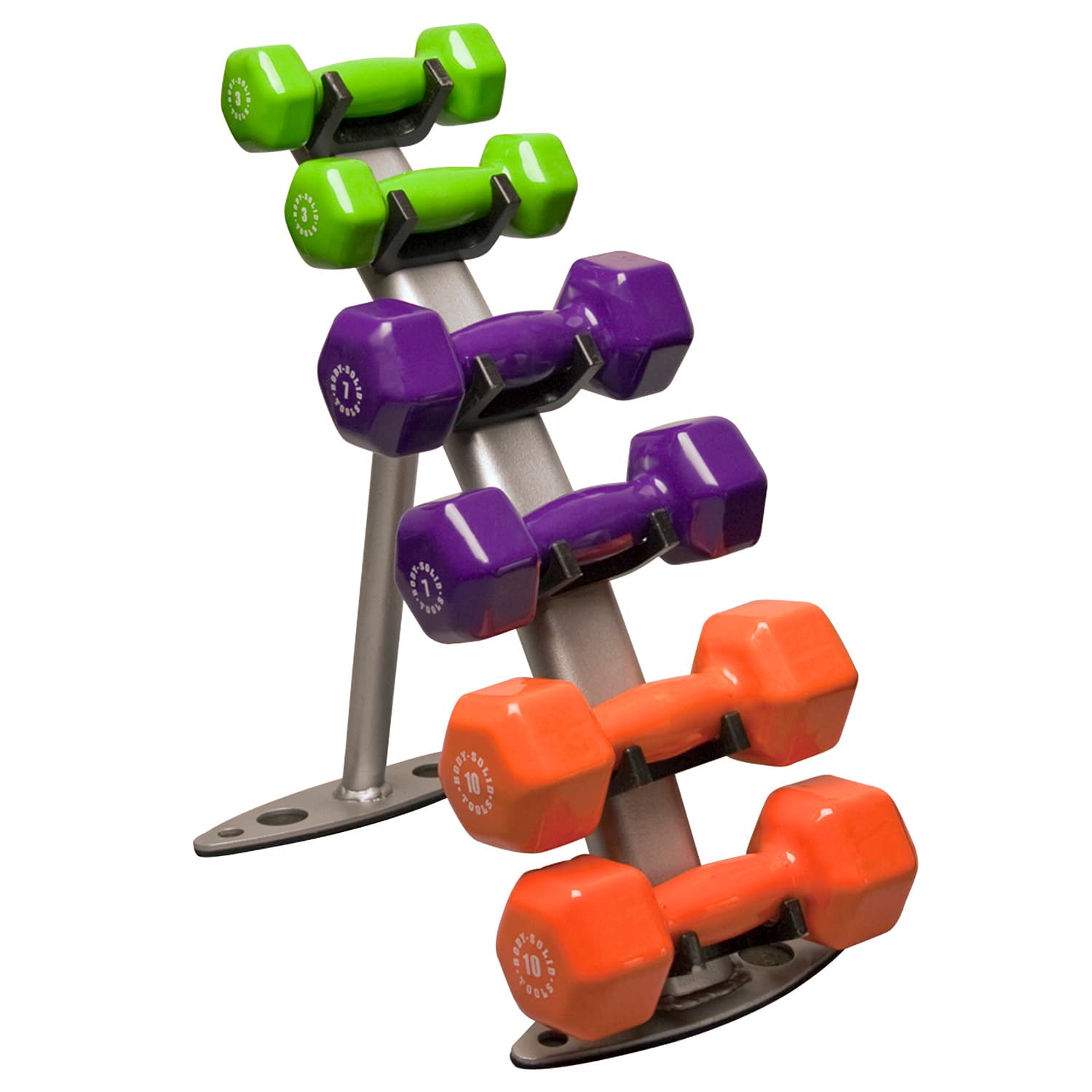 Vinyl Dumbbells (3 pair) with Rack