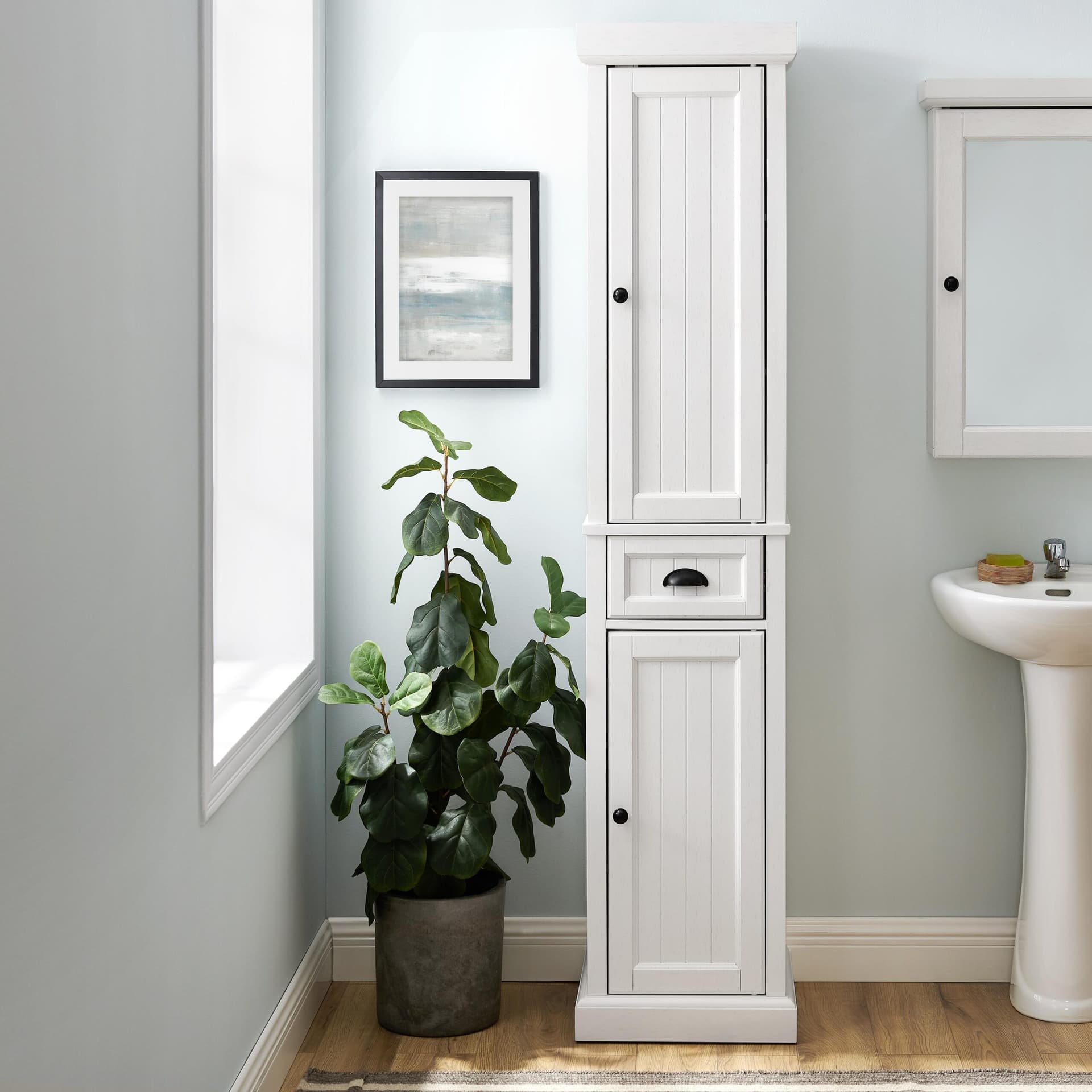 Seaside Tall Linen Storage Cabinet