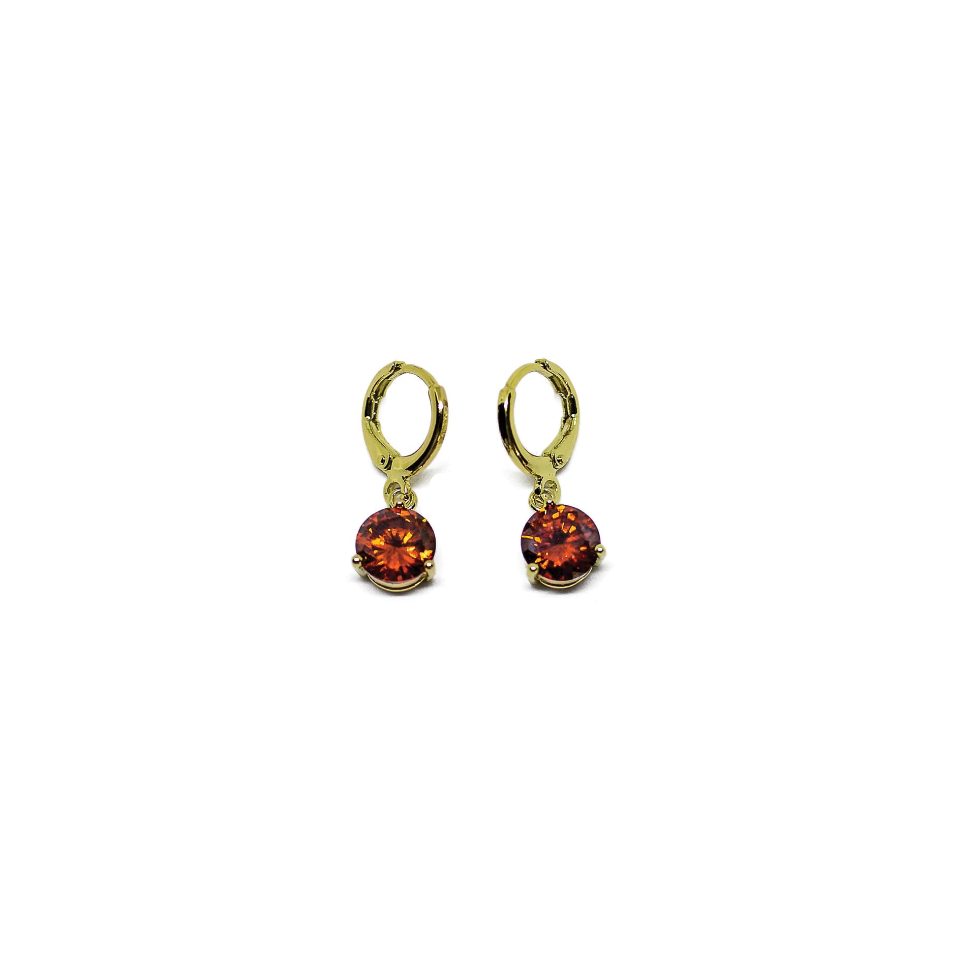 Gold Tone Cocktail Drop Earrings in Red