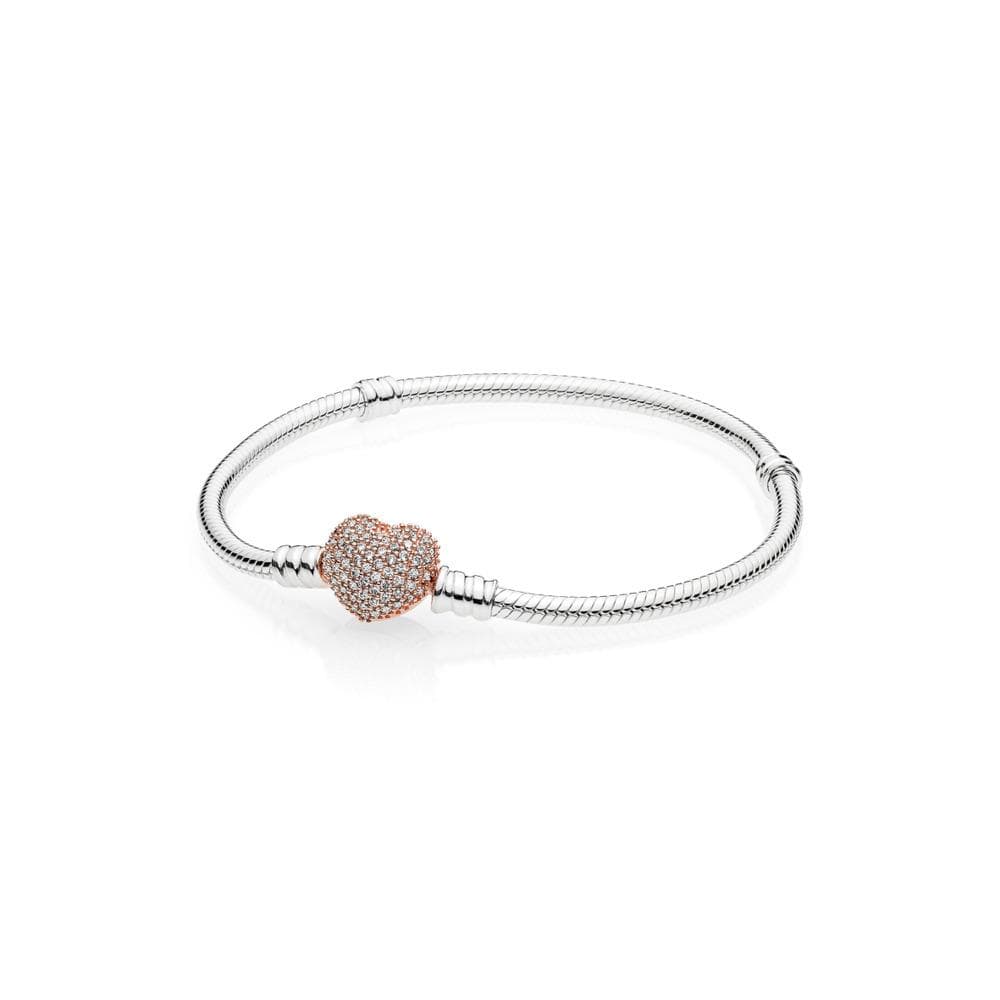 Moments Pave Heart Clasp Bracelet Size 7.5"