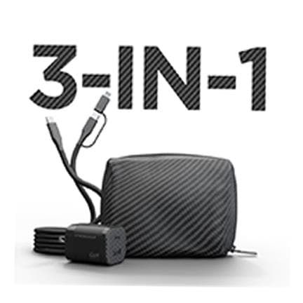 HyperGear TechCessories - 30W USB-C PD Charging Kit with Travel Pouch, Carbon Fiber