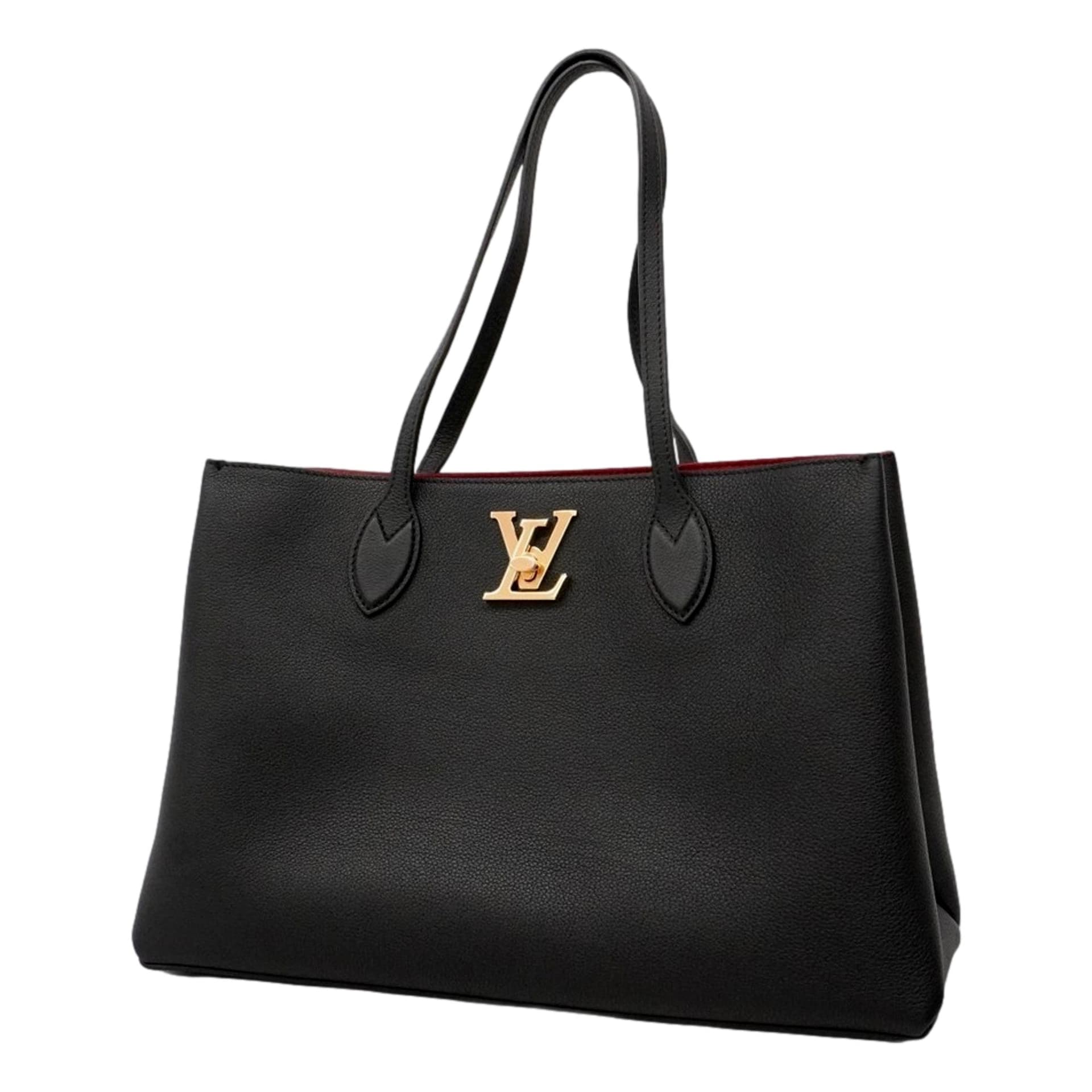 Louis Vuitton Lockme Shopper Tote Grained Leather Noir Black with Gold Hardware