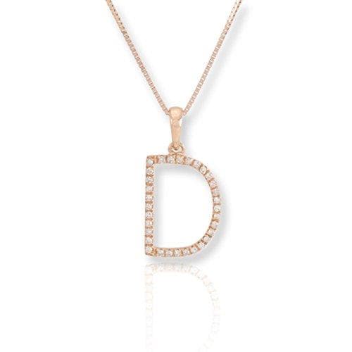 PARIKHS Diamond Initial Pendant Alphabet 'D' in 10K Rose Gold 0.10 ct , IJK color - I3 clarity