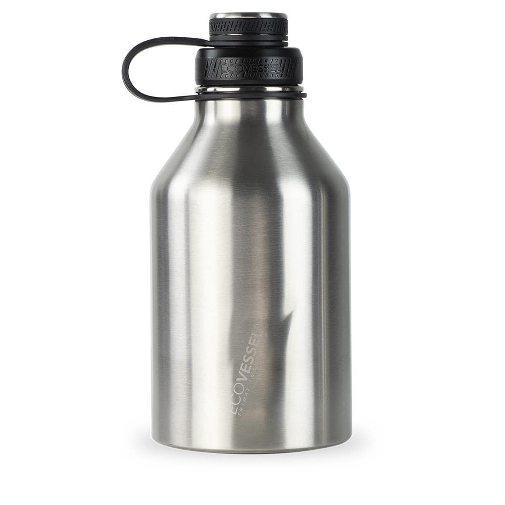 EcoVessel Boss 64oz TriMax Triple Insulated Growler - 2-Piece Screw Cap w/Infuser - Silver