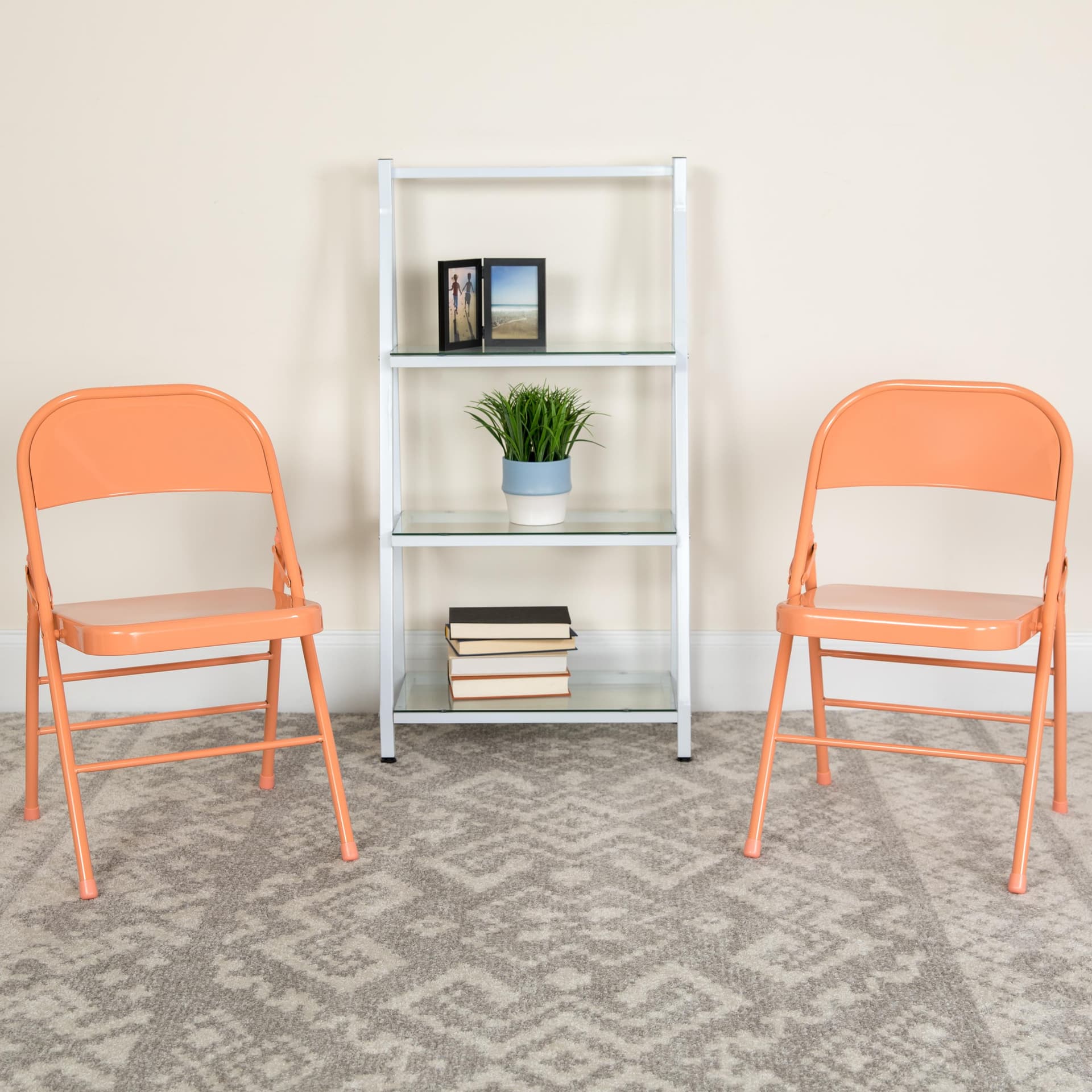 2 Pack Twisted Citron Triple Braced Metal Folding Chair