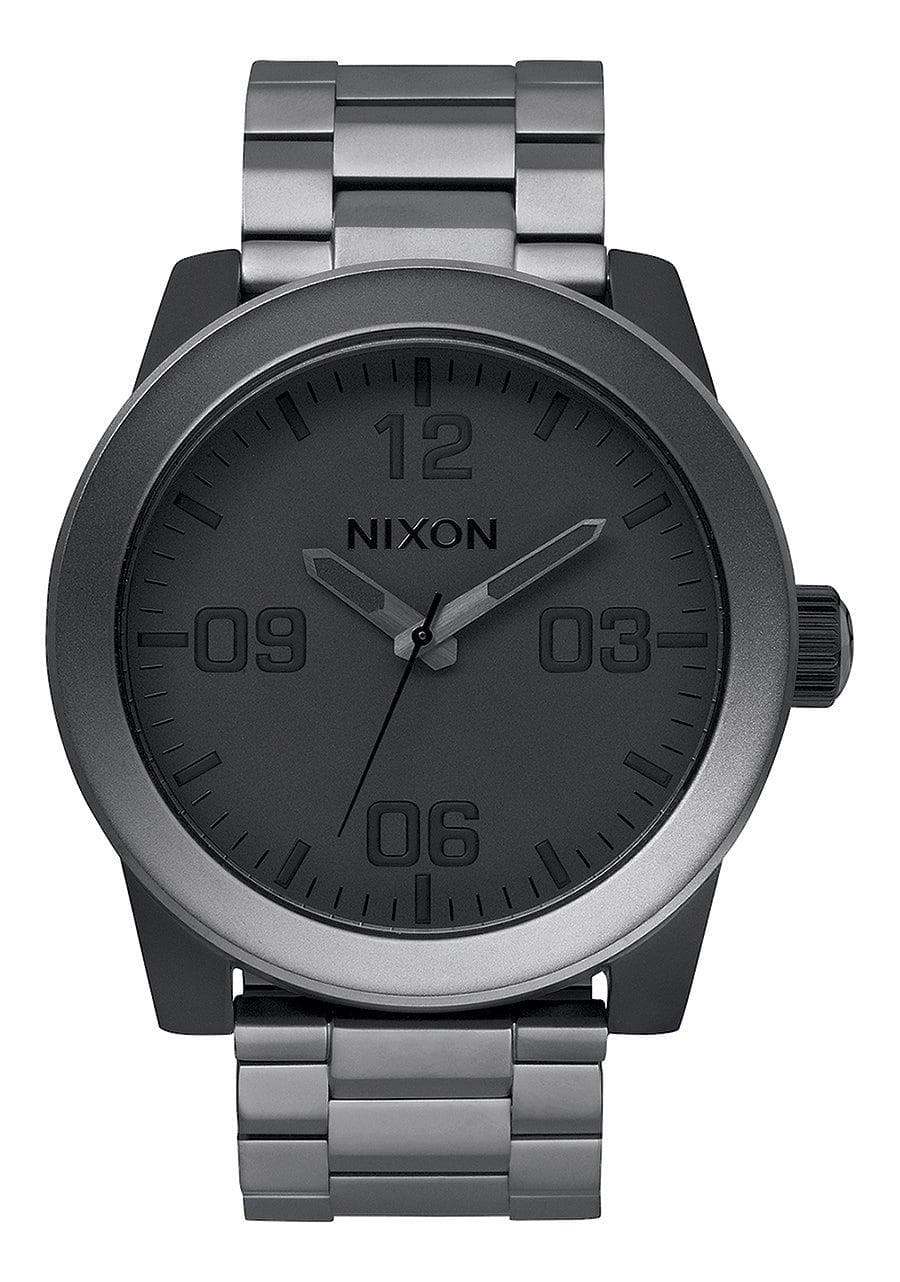 Mens Corporal Stainless Steel Matte Black Watch Gunmetal Dial