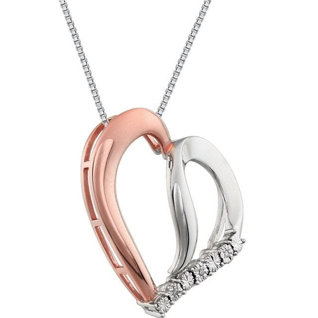 14K Rose Gold-Plated Sterling Silver .02 CTW Diamond Heart 18" Necklace
