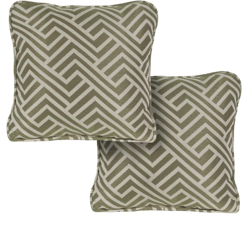 Set of 2 Geo Stripe Indoor/Outdoor Throw Pillows in Cilantro Green