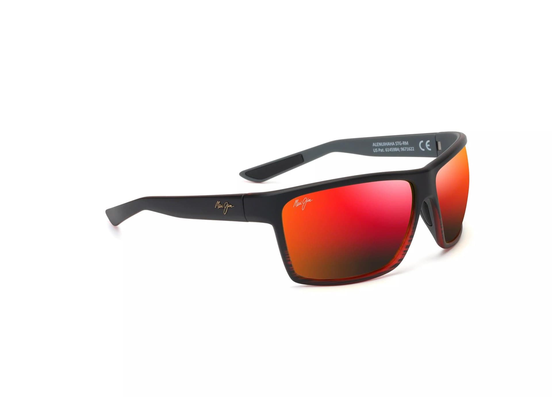 Alenuihaha Polarized Sunglasses Burgundy Stripe Frame Hawaii Lava Lens
