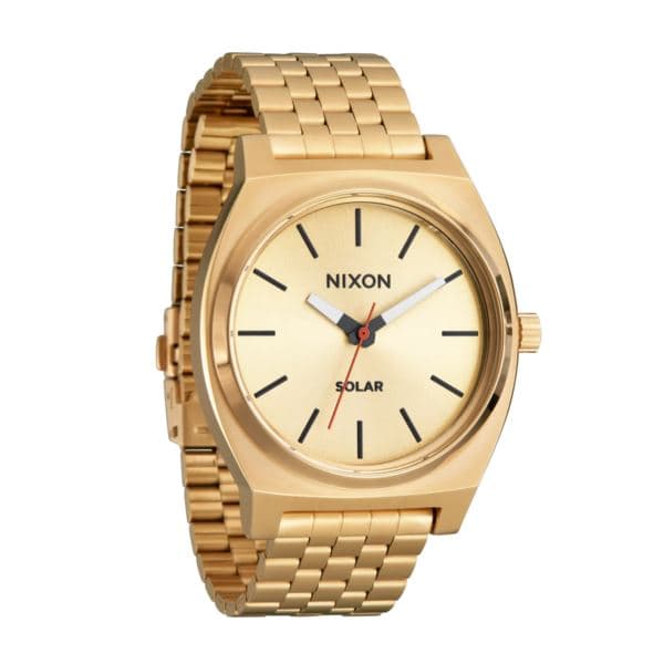 Men's Time Teller Solar Gold-Tone Stainless Steel Watch Gold Dial