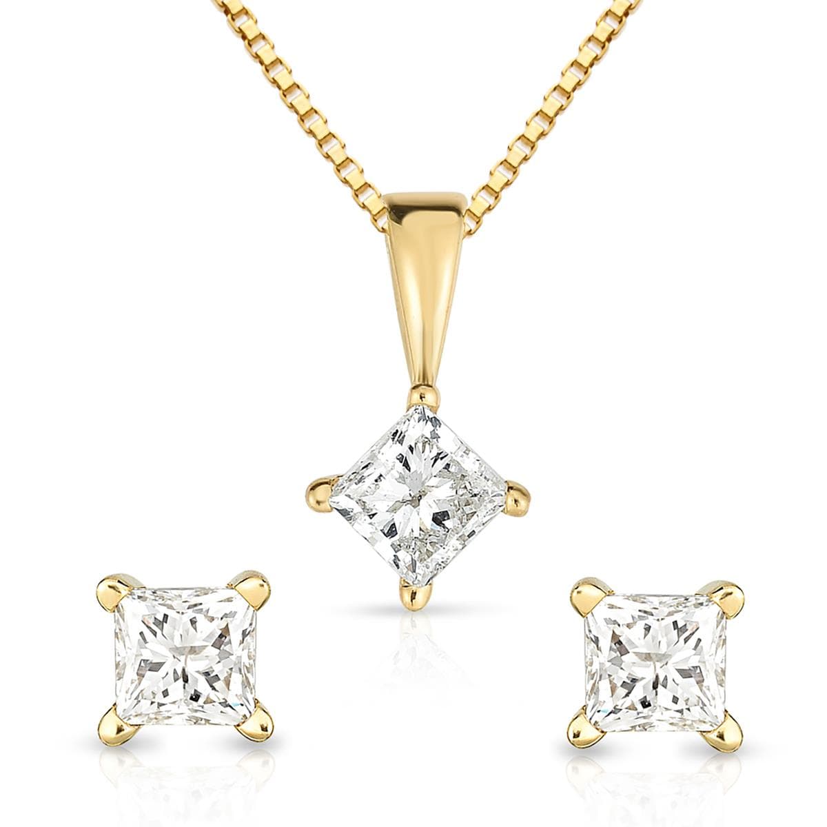 Diamond Earrings and Necklace Set