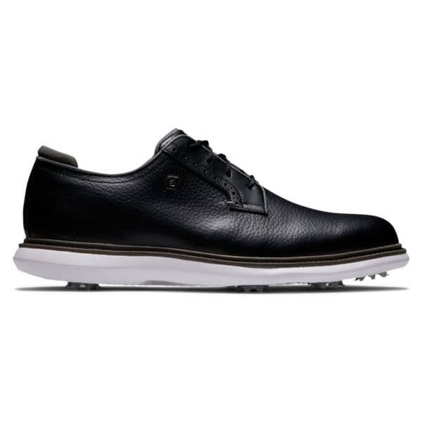 FootJoy Traditions Blucher Men's Spiked Golf Shoes - Black/White/Grey/11.5 Medium