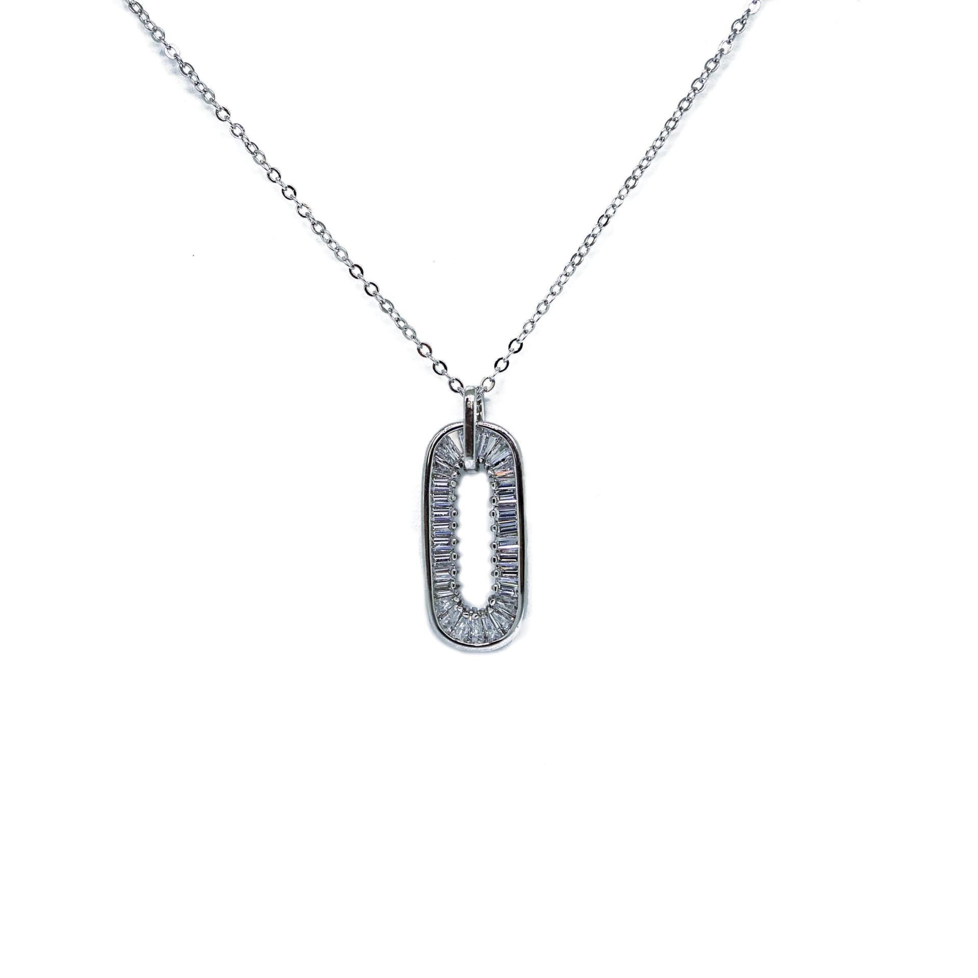 Emerald Cut Disc Pendant in Silver