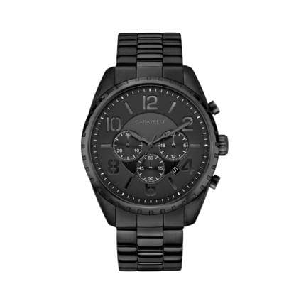 Men's Black Ion-Plated Chronograph Watch Black Dial
