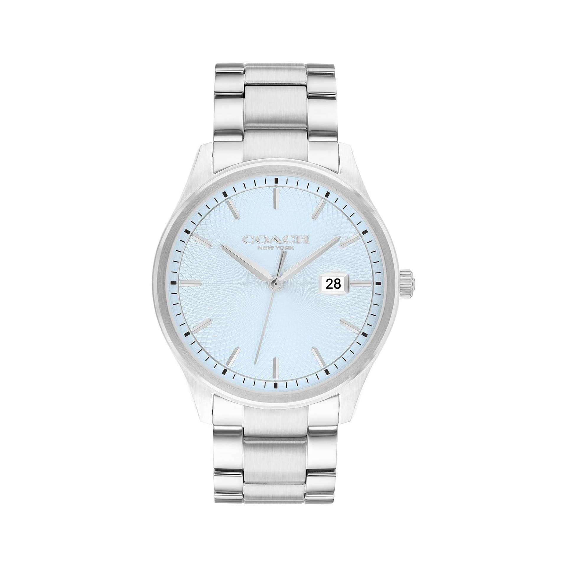 Mens Oliver Silver-Tone Stainless Steel Watch Light Blue Dial