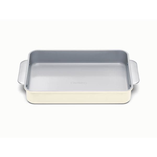 Nonstick Ceramic Rectangle Pan w/ Handles Cream