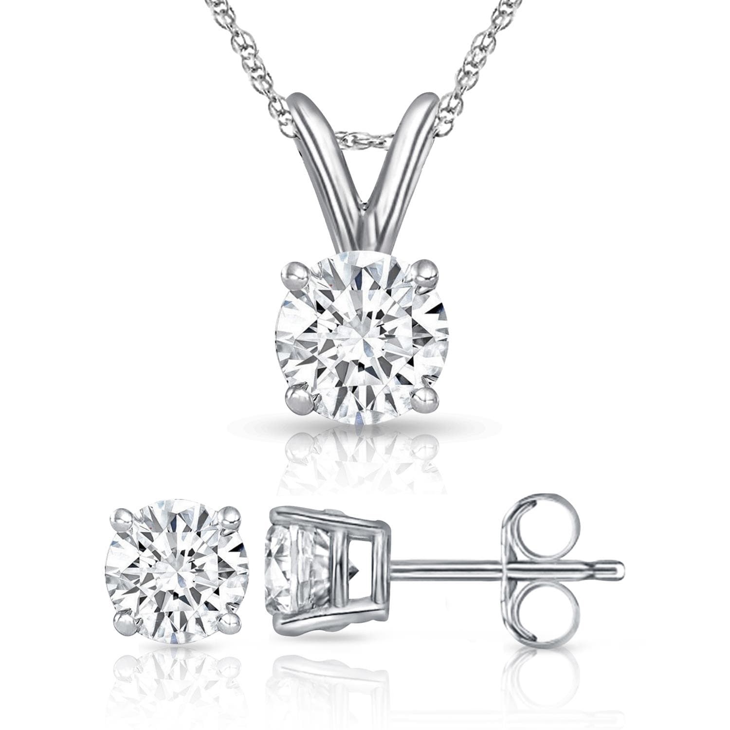 Lab Grown Diamond Pendant Earrings Set