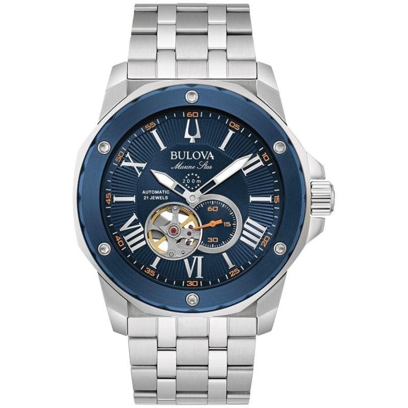 Men's Marine Star Automatic Silver-Tone Stainless Steel Watch Blue Dial