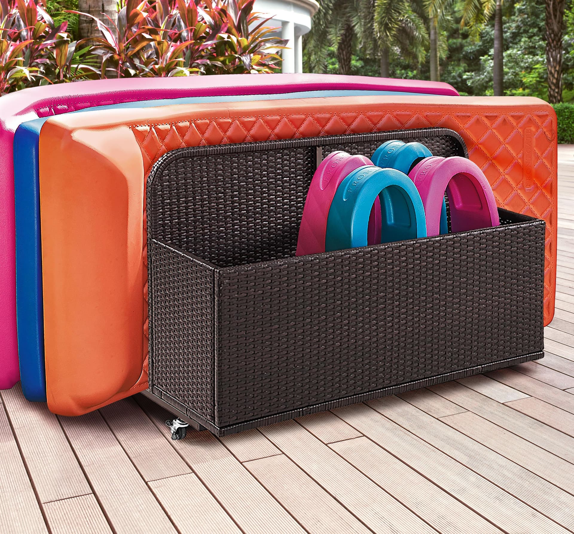 Palm Harbor Wicker Outdoor Storage Pool Caddy